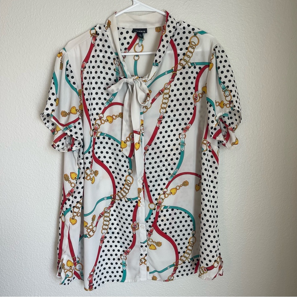 Torrid Ivory Chain Tie-Neck Blouse Size 2 / XXL 198